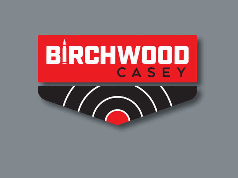 Birchwood Casey logo on grey background