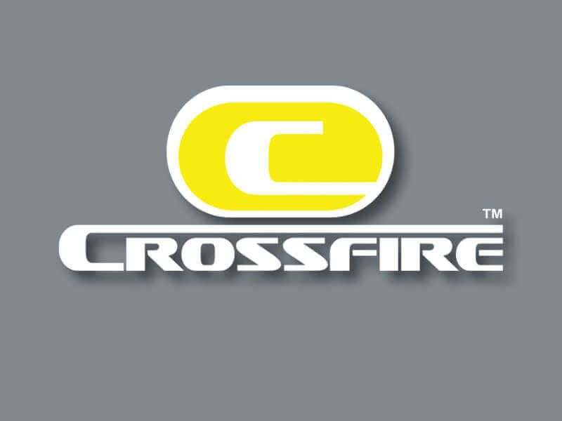 Crossfire logo on grey background