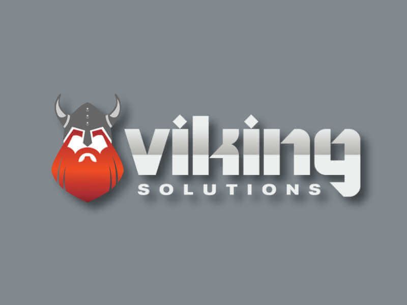 Viking Solutions logo on grey background