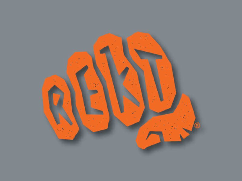 Rekt logo on grey background