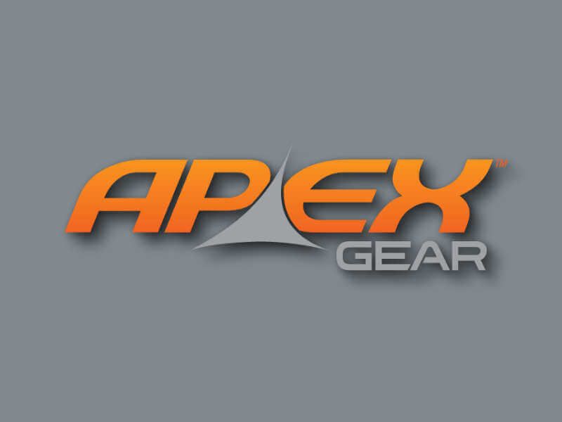Apex Gear logo on grey background