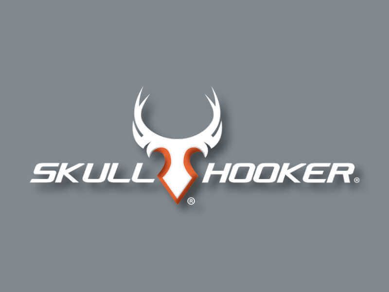 Skull Hooker logo on grey background