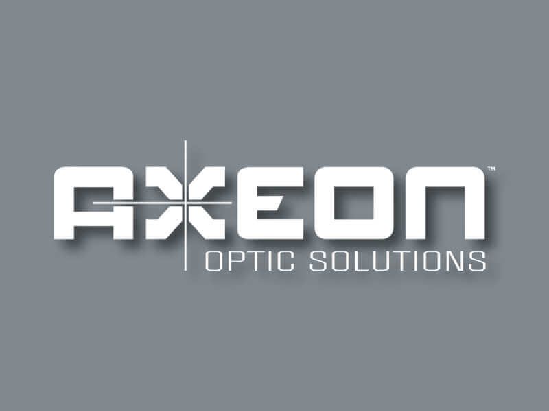 Axeon Optic Solutions logo on grey background