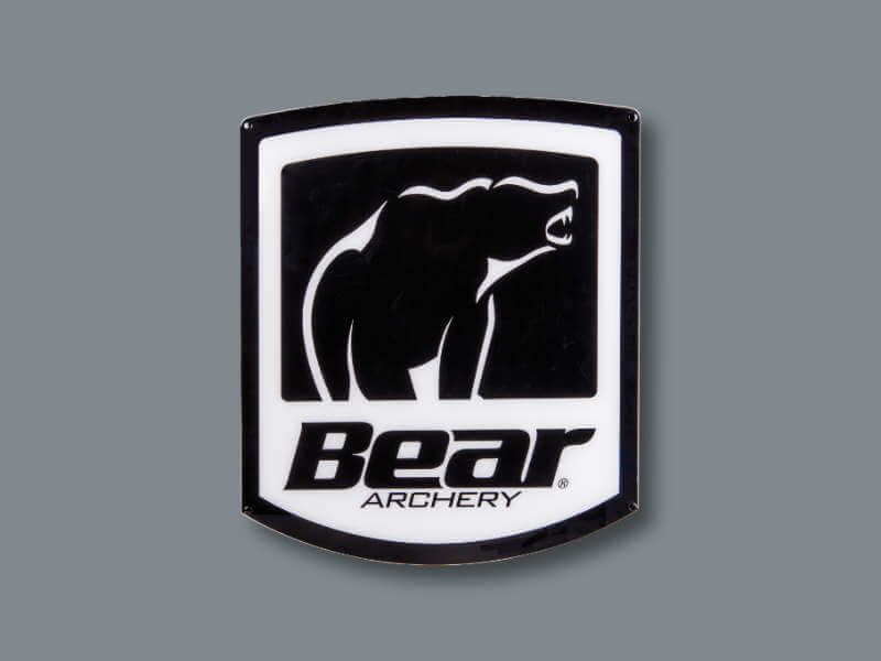 Bear archery logo on grey background