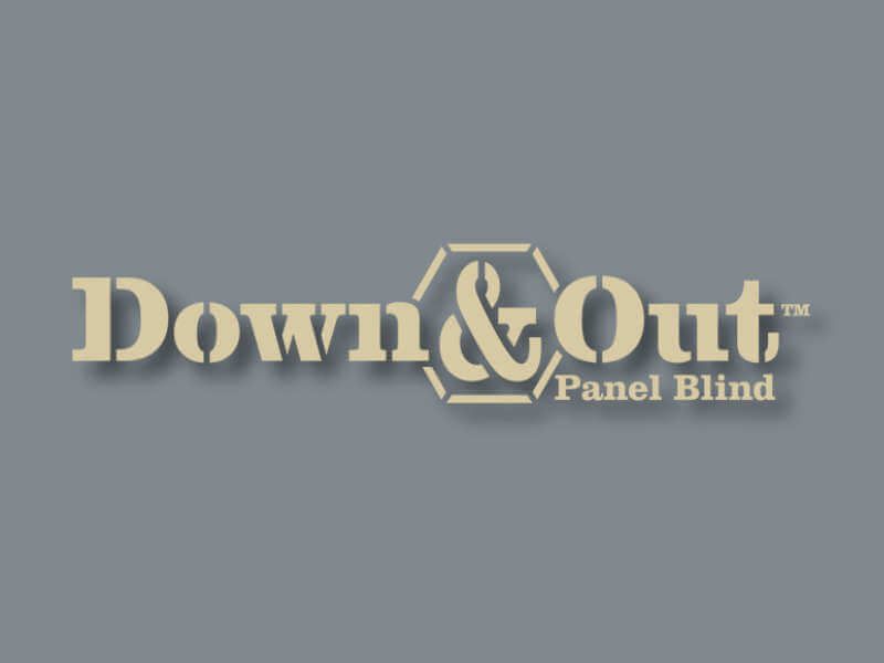 Down & Out: Panel Blind logo on grey background