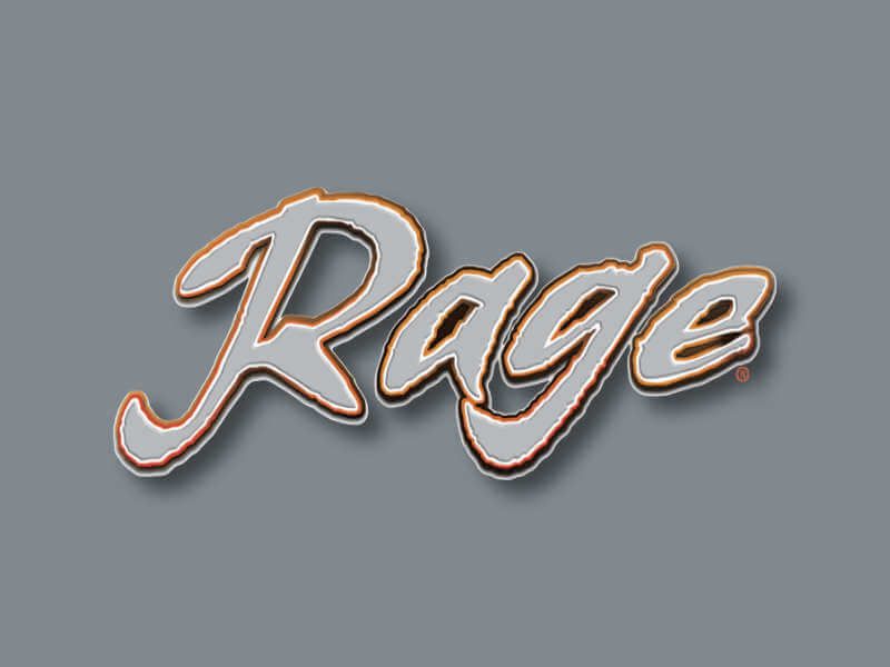 Rage logo on grey background