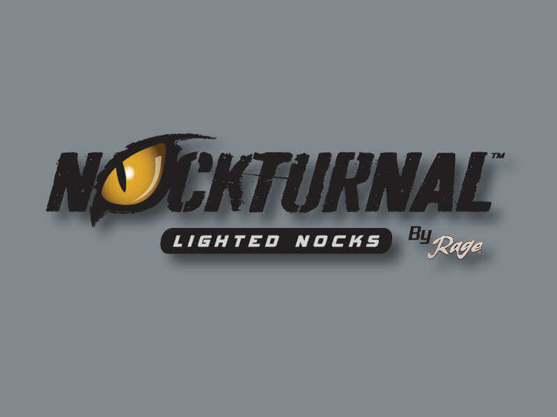 Nokturnal: Lighted Nocks By Rage logo on grey background